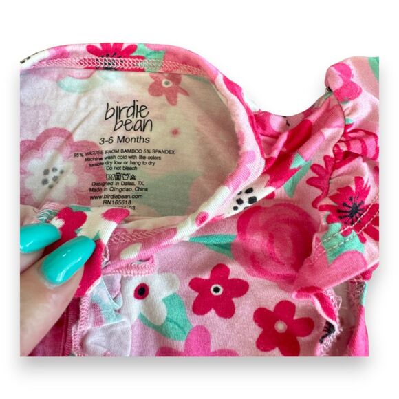 Birdie Bean Rosie Floral Short-Sleeve Ruffle Zip Romper 3-6 Months VGUC - Picture 3 of 3